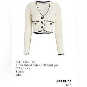 Self-Portrait Embellished Cable Knit Cardigan